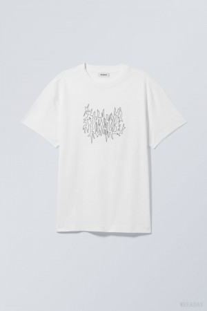 Weekday Oversized Grafika Printed T-shirt Meditate | NVPM0394