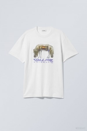 Weekday Oversized Grafika Printed T-shirt AI Collage Horse | AGOX0661