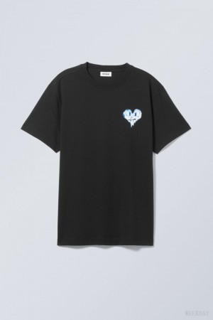 Weekday Oversized Grafika Printed T-shirt Angry Heart | XUDZ6527