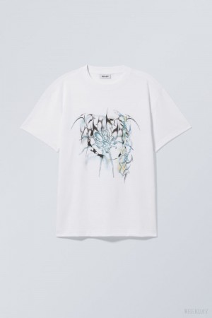 Weekday Oversized Grafika Printed T-shirt Spider Stars | CJUL0754