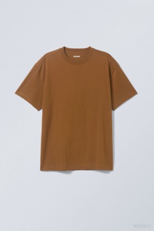 Weekday Oversized Heavyweight T-shirt Barna | CCGP6482