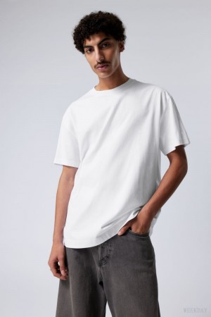 Weekday Oversized Heavyweight T-shirt Fehér | QFFA1602