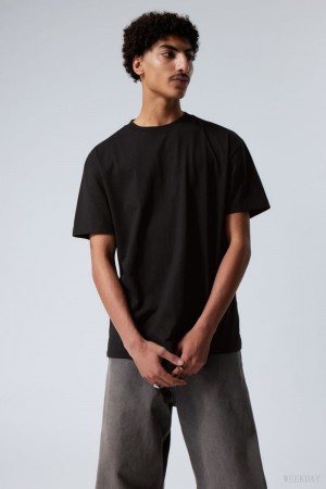 Weekday Oversized Heavyweight T-shirt Fekete | GJGR6210