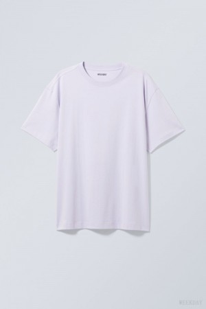 Weekday Oversized Heavyweight T-shirt Lila | NFPJ5361