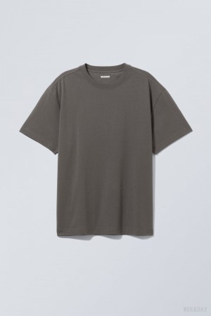 Weekday Oversized Heavyweight T-shirt Sötétszürke | DGMD1351