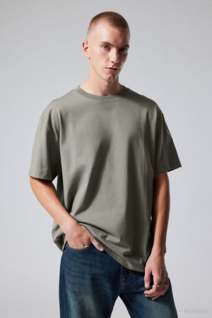 Weekday Oversized Heavyweight T-shirt Szürke | WDZL7178