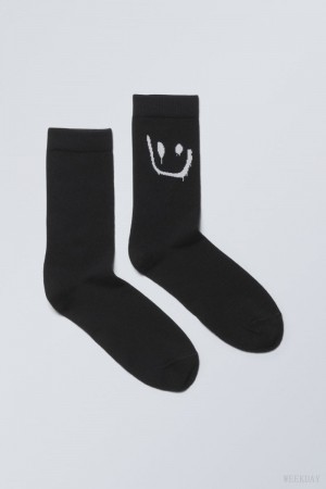 Weekday Pamut Grafika Socks Drippy Smiley | SERI7031