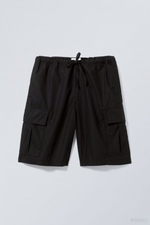 Weekday Parachute Loose Cargo Shorts Fekete | LGEV2645