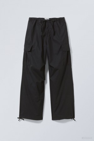 Weekday Parachute Loose Cargo Trousers Fekete | DWNC3432