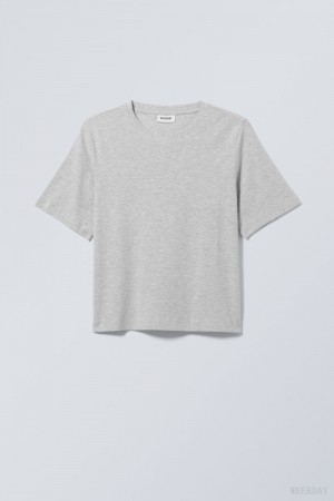 Weekday Perfect Boxy T-shirt Világos Szürke | QNBH9635