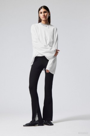 Weekday Philo Flared Jersey Trousers Fekete | OFVY1794