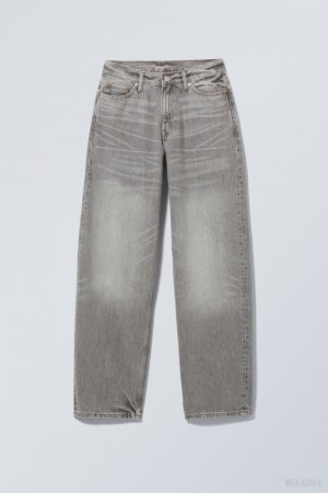 Weekday Rail Mid Loose Egyenes Jeans Szürke | SRYQ4080