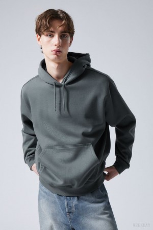 Weekday Relaxed Heavy Hoodie Sötéttürkiz | JMJG3436