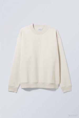 Weekday Relaxed Heavyweight Sweatshirt Ecru | BDHN7862