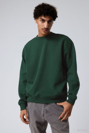 Weekday Relaxed Heavyweight Sweatshirt Sötétzöld | KIVU7873