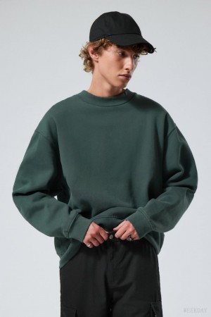 Weekday Relaxed Heavyweight Sweatshirt Sötétzöld | MMTO6122