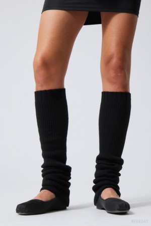 Weekday Rib Knit Leg Warmers Fekete | CNIP1017