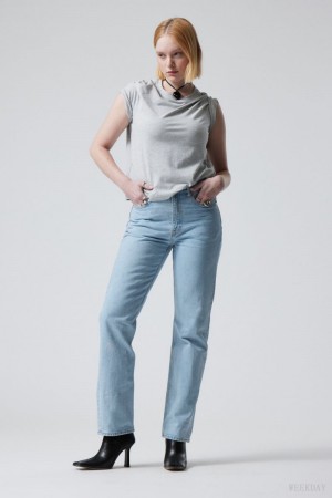 Weekday Rowe Extra High Egyenes Jeans Kék | HPUB5173