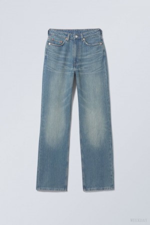 Weekday Rowe Extra High Egyenes Jeans Kék | QVCH9983