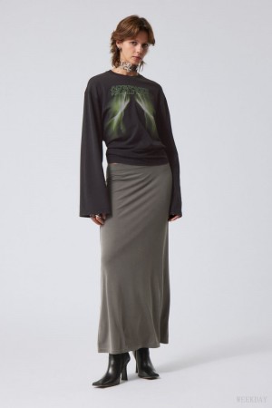 Weekday Signe Drapy Maxi Skirt Sötét | JMDH4116