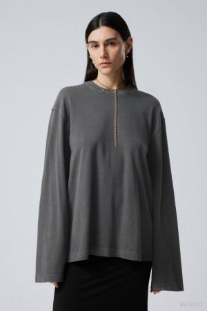 Weekday Soft Oversized Long Sleeve Top Kék | JLCC3328