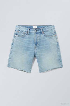 Weekday Space Relaxed Denim Shorts Kék | UQIL1290