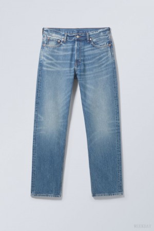 Weekday Space Relaxed Egyenes Jeans Kék | FCQN9792