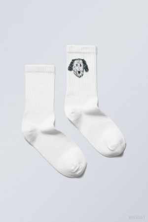 Weekday Sport Printed Socks Dog Print | HEEB8346