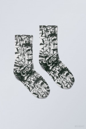 Weekday Sport Printed Socks Triple Scribble | HOCI3870