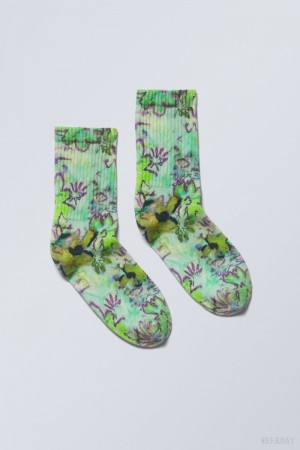 Weekday Sport Printed Socks Virágos | RCJS9639