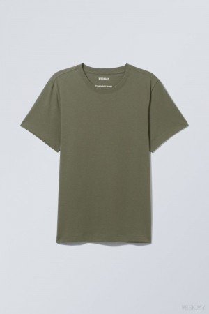 Weekday Standard Midweight T-shirt Khaki | UIVW5548