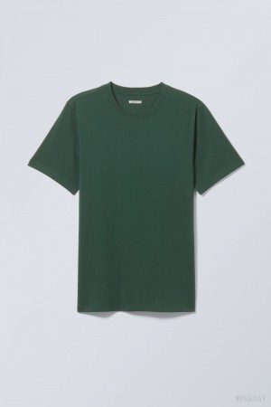 Weekday Standard Midweight T-shirt Sötétzöld | EMYP0612