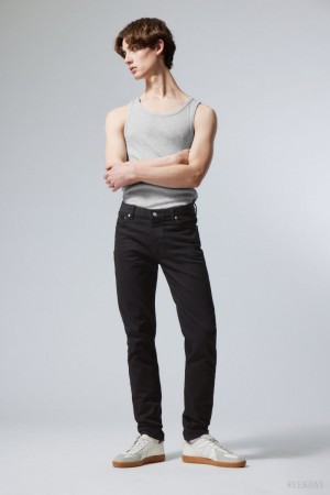 Weekday Sunday Slim Tapered Jeans Fekete | MVDF9131