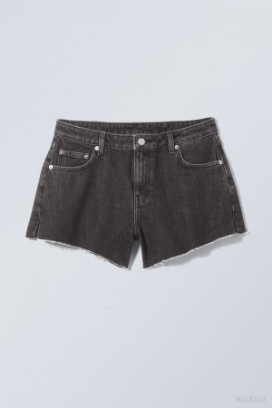 Weekday Swift Denim Shorts Fekete | SVIJ2166