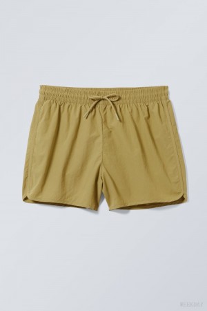 Weekday Tan Structure Swim Shorts Khaki | OFPM7736