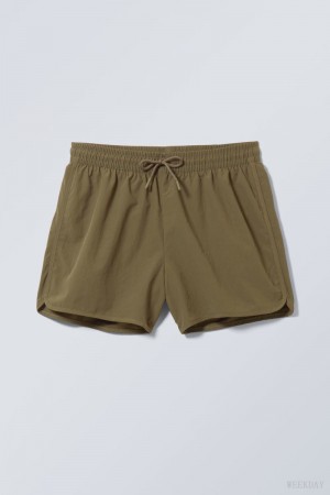 Weekday Tan Structure Swim Shorts Khaki | VDWJ7391