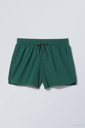 Weekday Tan Structure Swim Shorts Sötétzöld | CLMS7867