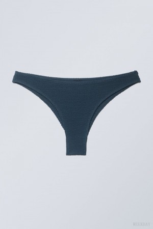 Weekday Textured Brazilian Bikini Bottoms Sötétkék | RJTJ8202