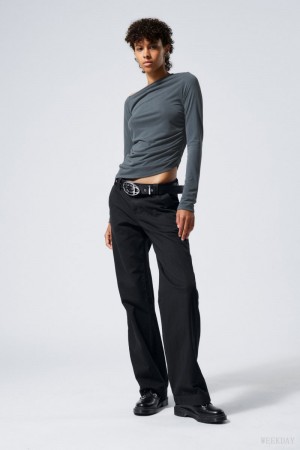 Weekday Tony Pamut Twill Trousers Sötétszürke | VBOT6197