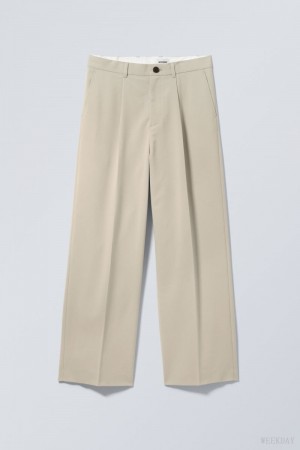 Weekday Uno Loose Suit Trousers Bézs | ELHY3068