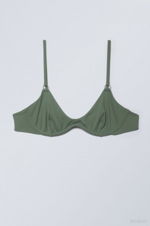 Weekday Wire Bikini Top Olivazöld Zöld | AUGU9204