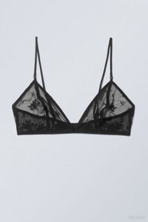 Weekday Zelda Csipke Bralette Bralette Fekete | ULXI5341