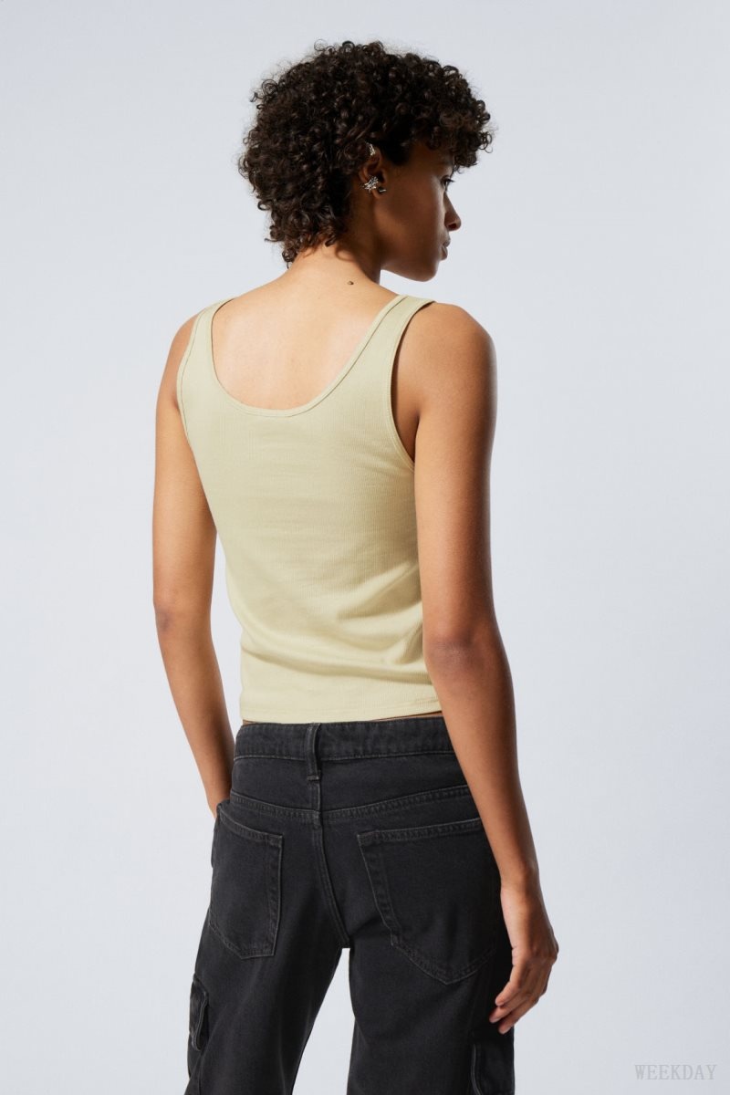 Weekday 2-Pack Open Neck Tank Top Sárga | YUGQ2044