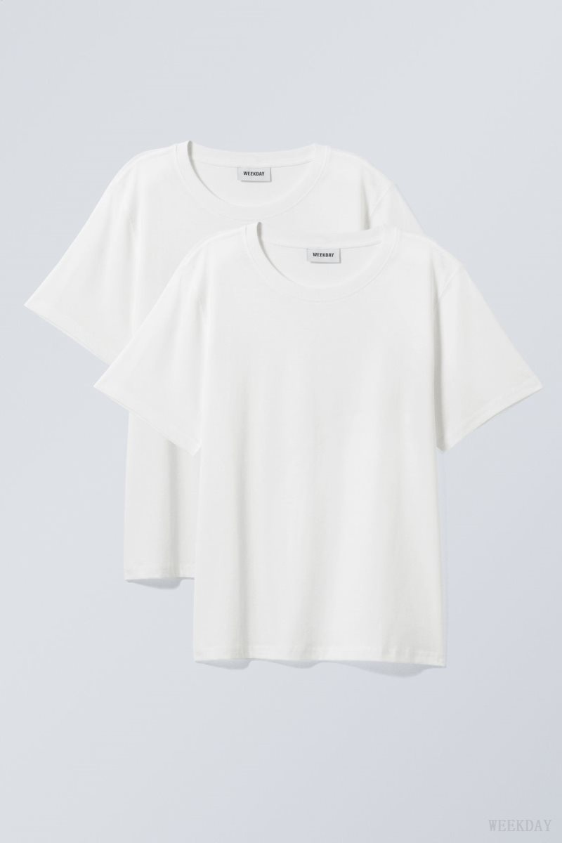 Weekday 2-pack Essence Standard T-Shirt Fehér | ORLC9330