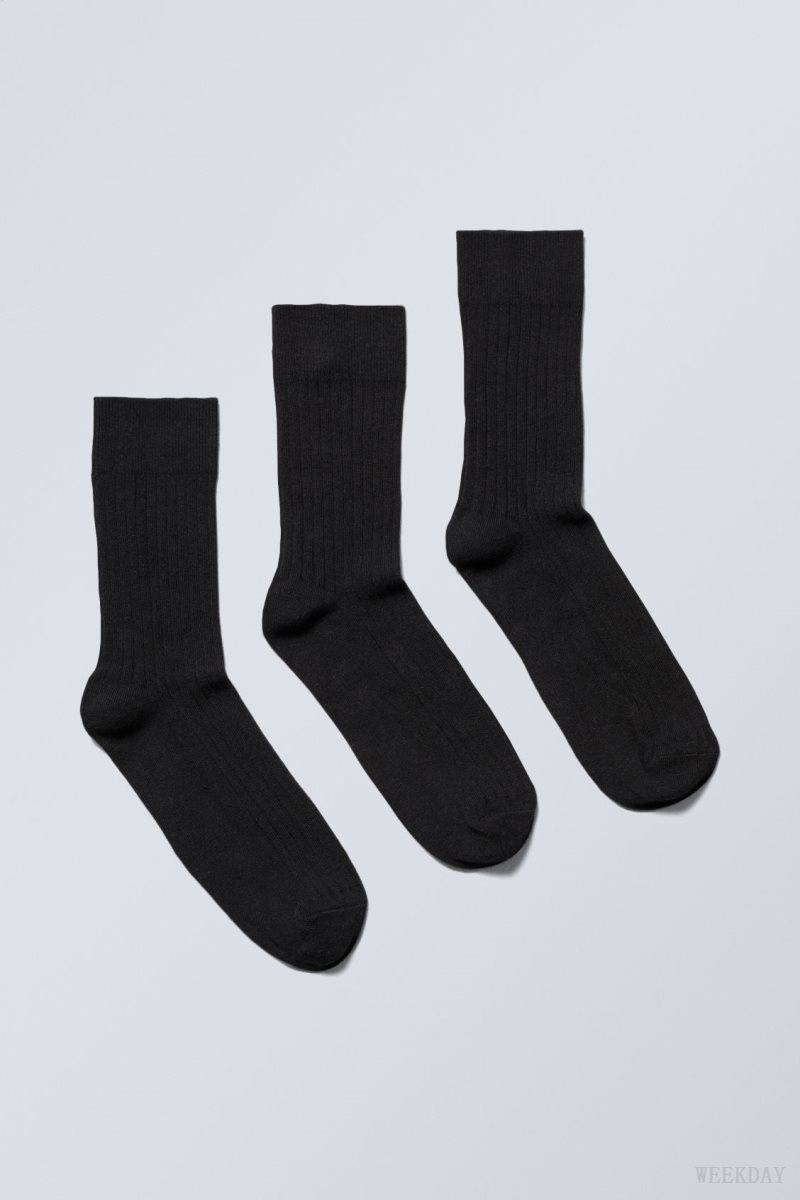 Weekday 3-pack Selma Socks Fekete | MEPQ0908