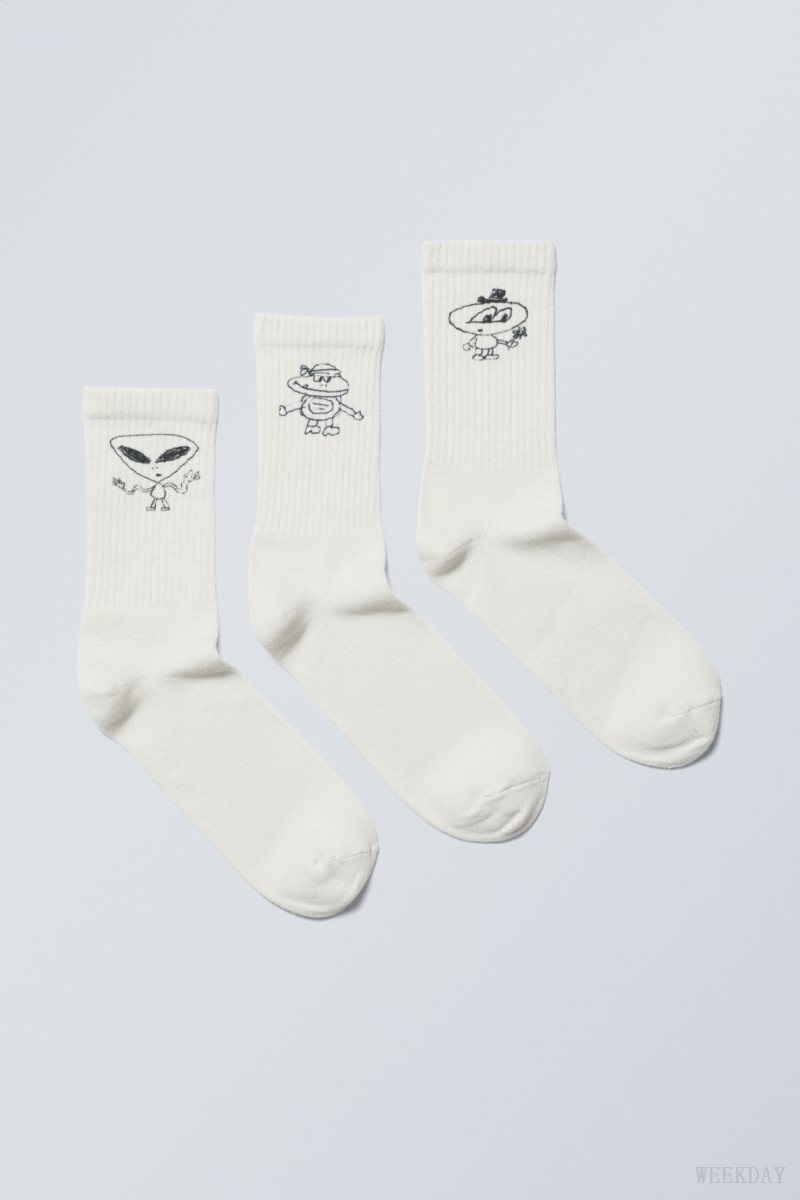 Weekday 3-pack Sport Grafika Socks Doodle Guys | CXPT7926