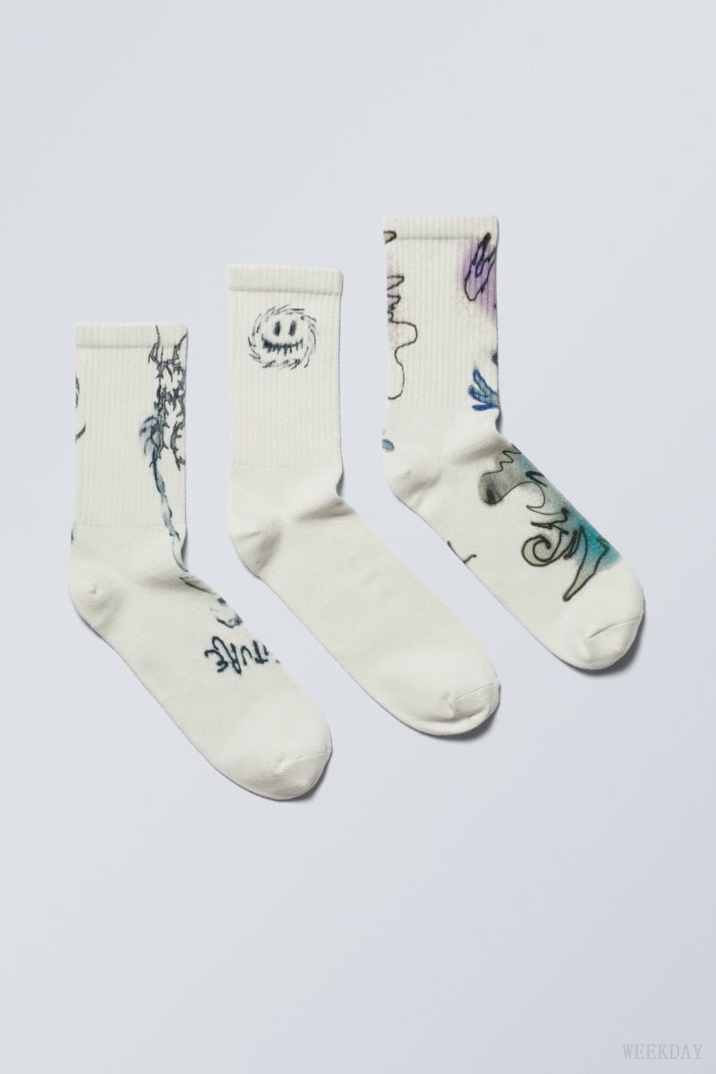 Weekday 3-pack Sport Grafika Socks Graphic Mix | ICKG9100