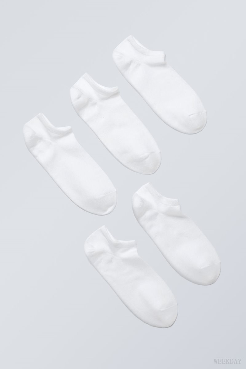 Weekday 5-pack Pamut Trainer Socks Fehér | WKHB8744