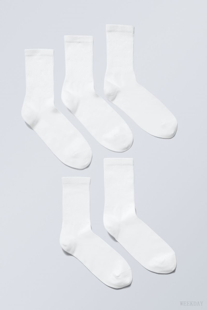 Weekday 5-pack Sport Socks Fehér | KCAX6355