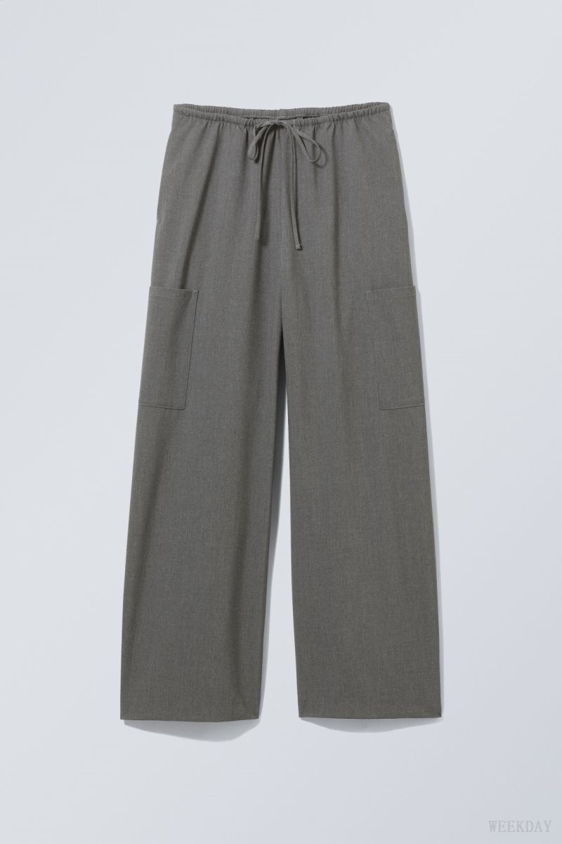 Weekday Adisa Suiting Cargo Trousers Sötétszürke | YUEU5889